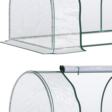 Set of 2 Portable Tunnel Greenhouses with Steel Frame and Roll-Up Door - Clear