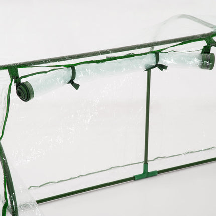Set of 2 Portable Tunnel Greenhouses with Steel Frame and Roll-up Door - Clear