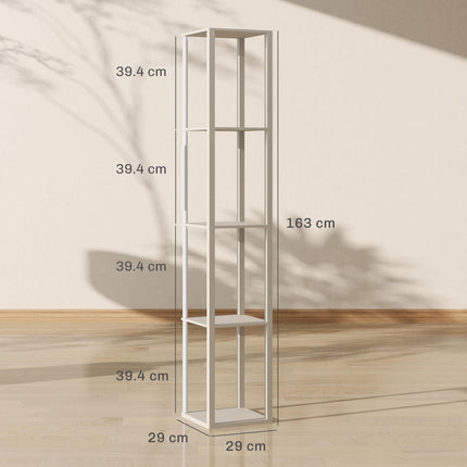 RGB LED Floor Lamp with Shelves, Modern Dimmable Standing Lamp with Remote Contr