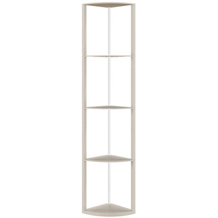 RGB LED Floor Lamp with Shelves, 4-Tier Dimmable Standing Lamp with Remote Control, Oak