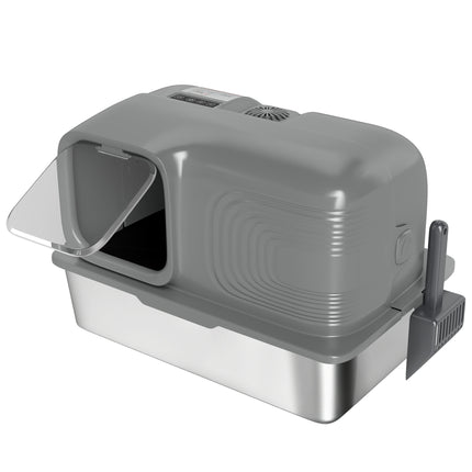 65L Extra Large Stainless Steel Litter Tray with Plasma Deodoriser System, High