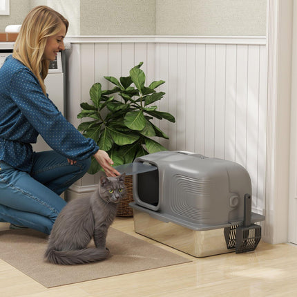 65L Extra Large Stainless Steel Litter Tray with Plasma Deodoriser System, High