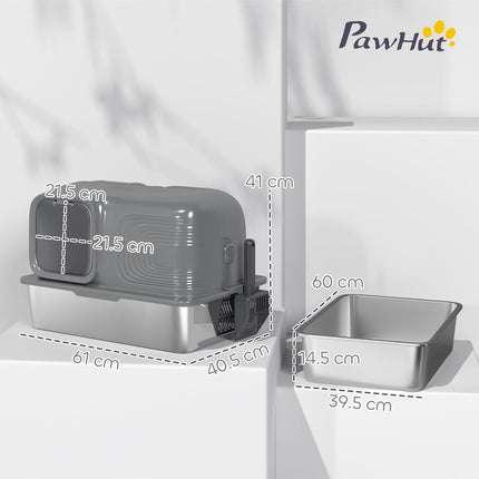 65L Extra Large Stainless Steel Litter Tray with Plasma Deodoriser System, High