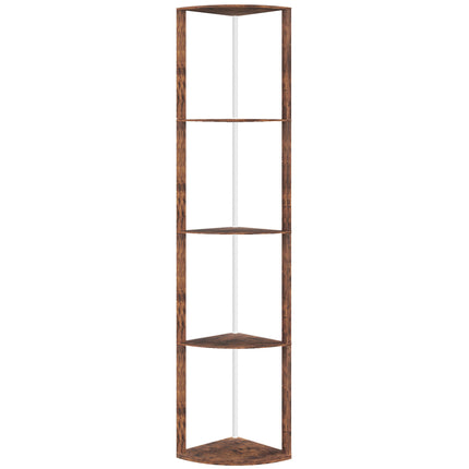 RGB Standing Lamp with Shelves, 4-Tier LED Floor Lamp with Multiple Lighting Modes, Rustic Brown