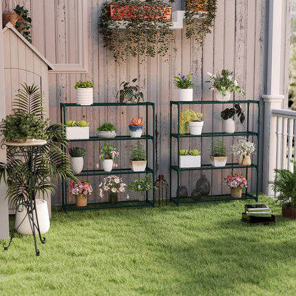 4 Tier Steel Plant Stand for Garden and Indoor Display - Dark Green