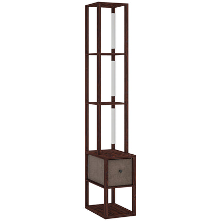Floor Lamp with Shelves, LED Column Modern Standing Lamp with Fabric Drawer,