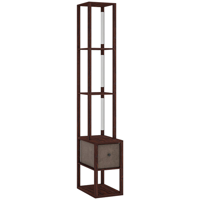 Floor Lamp with Shelves, LED Column Modern Standing Lamp with Fabric Drawer,
