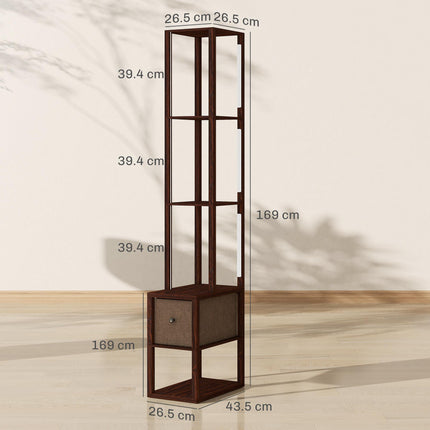 Floor Lamp with Shelves, LED Column Modern Standing Lamp with Fabric Drawer,