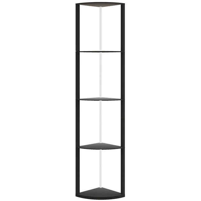 RGB LED Floor Lamp with Shelves, 4-Tier Dimmable Standing Lamp with Remote Control, Black