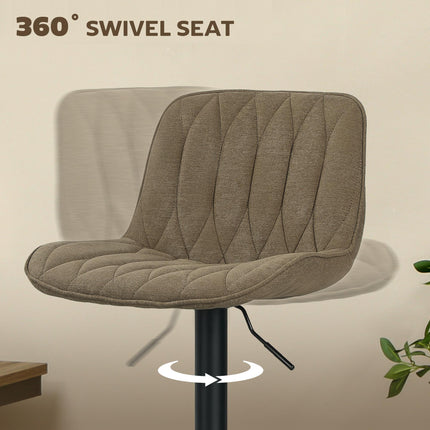 Set of Two Linen-Look Bar Stools - Brown