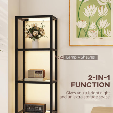 Four-Shelf Floor Lamp - Black