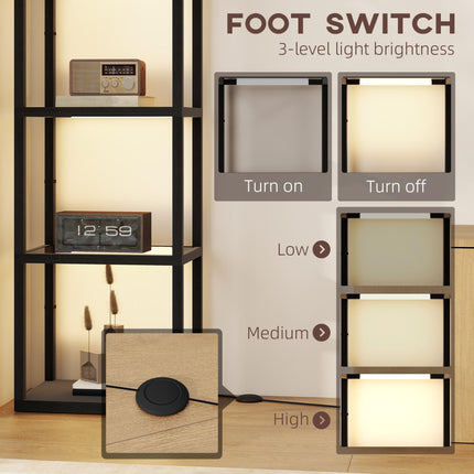 Four-Shelf Floor Lamp - Black