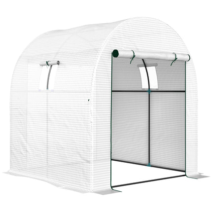 Walk-In 180x180cm Polytunnel Greenhouse with Mesh Windows - White