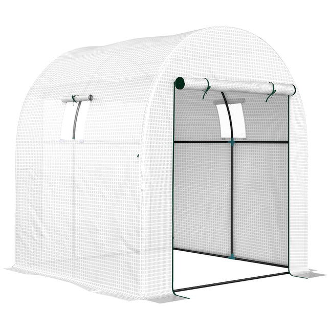 Walk-In 180x180cm Polytunnel Greenhouse with Mesh Windows - White
