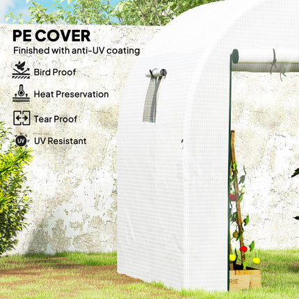 Walk-In 180x180cm Polytunnel Greenhouse with Mesh Windows - White