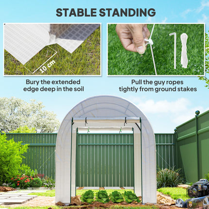 Walk-In 180x180cm Polytunnel Greenhouse with Mesh Windows - White