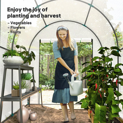 Walk-In 180x180cm Polytunnel Greenhouse with Mesh Windows - White