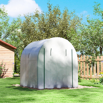Walk-In 180x180cm Polytunnel Greenhouse with Mesh Windows - White