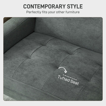 Two-Seater Velvet-Feel Sofa - Grey
