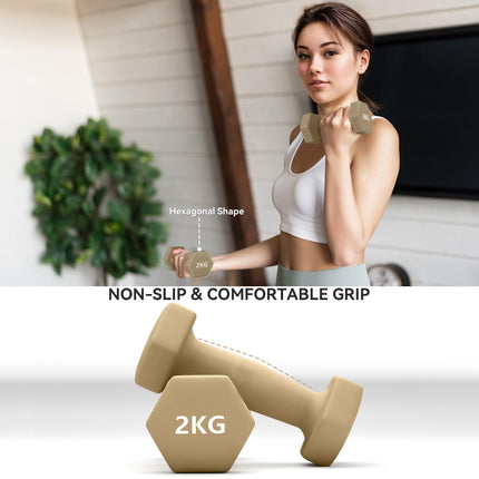 9kg Hex Dumbbells Set of 6, Hand Weights with Carry Case for Home Gym Strength Training, 2 x 1kg, 2 x 1.5kg, 2 x 2kg