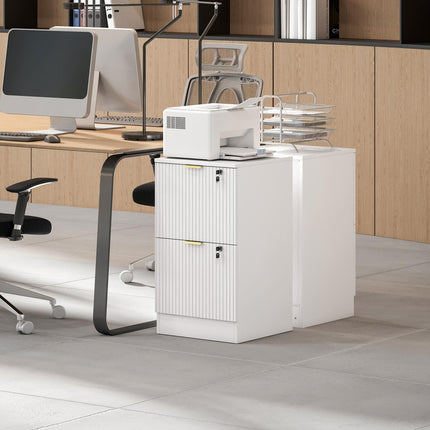 Filing Cabinet, Fluted Vertical File Cabinet with 2 Lockable Drawers and Hanging