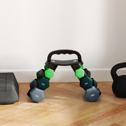 Dumbbells Set with Storage Rack, 2 x 1kg, 2 x 3kg, 2 x 5kg, Green