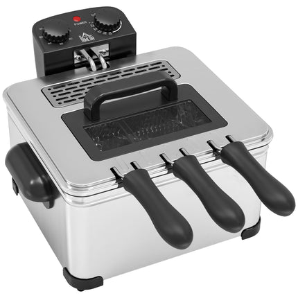 5 Litre Deep Fat Fryer Stainless Steel with Adjustable Temperature, 60min Timer,