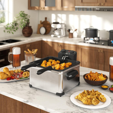 5 Litre Deep Fat Fryer Stainless Steel with Adjustable Temperature, 60min Timer,