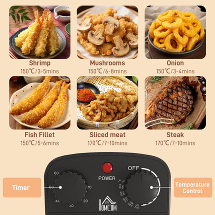 5 Litre Deep Fat Fryer Stainless Steel with Adjustable Temperature, 60min Timer,