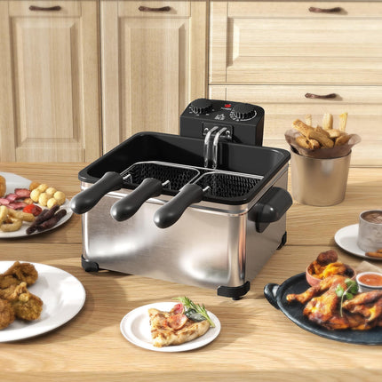 5 Litre Deep Fat Fryer Stainless Steel with Adjustable Temperature, 60min Timer,