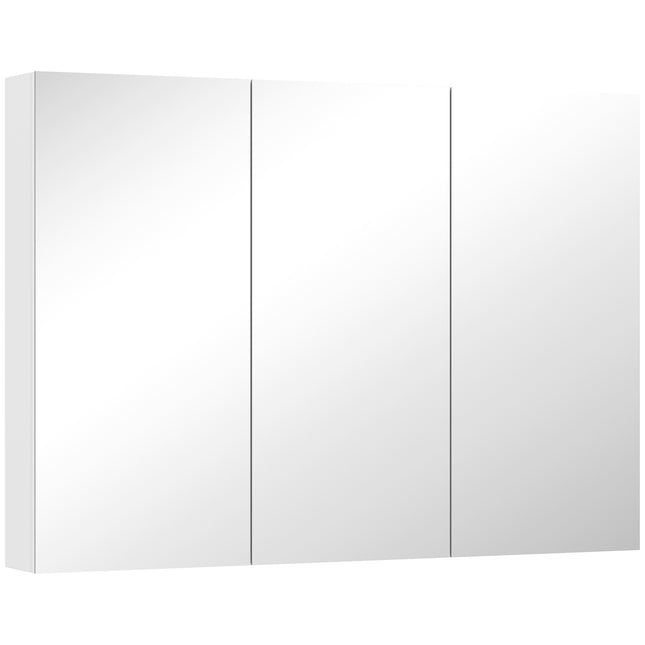 Three-Mirror Bathroom Storage Cabinet - White