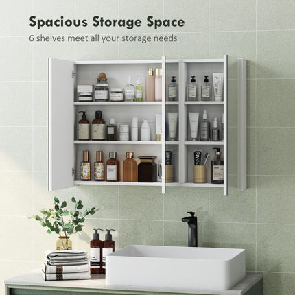Three-Mirror Bathroom Storage Cabinet - White