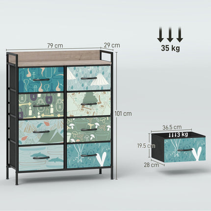 8-Drawer Chest of Drawers - Blue