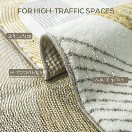 Modern Area Rug, Machine Washable Rug, Allergy-Friendly Floor Carpet for Living Room, Bedroom, Dining Room, Home Office, 170 x 120 cm, Cream White