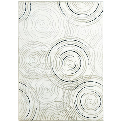 Modern Area Rug, Swirl Pattern Machine Washable Rug, Allergy-Friendly Floor Carpet for Living Room, Bedroom, Dining Room, Home Office, 170 x 120 cm, Cream White