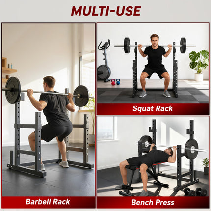 Adjustable Squat Rack with Plate Holders, 300 kg Load
