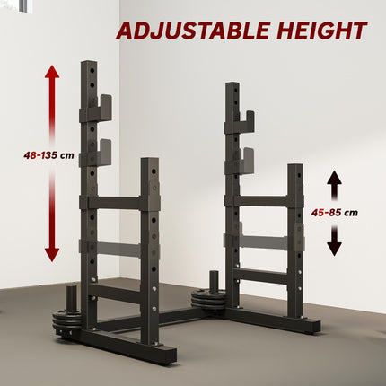 Adjustable Squat Rack with Plate Holders, 300 kg Load
