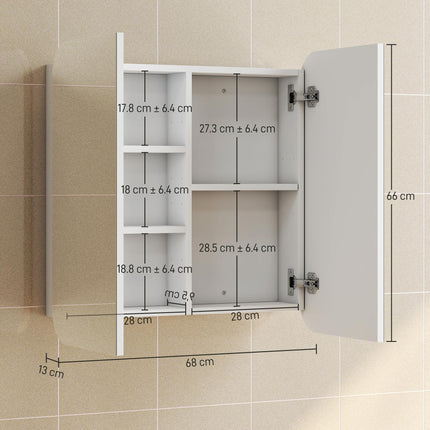 Arched Bathroom Mirror Cabinet with Adjustable Shelves - White