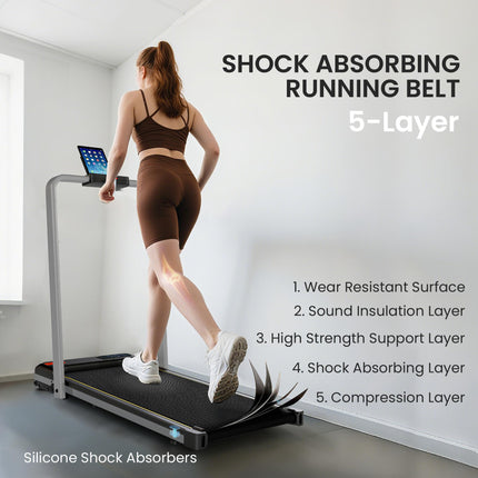 Folding Walking Treadmill, Under Desk Walking Pad with Incline, Silver Tone