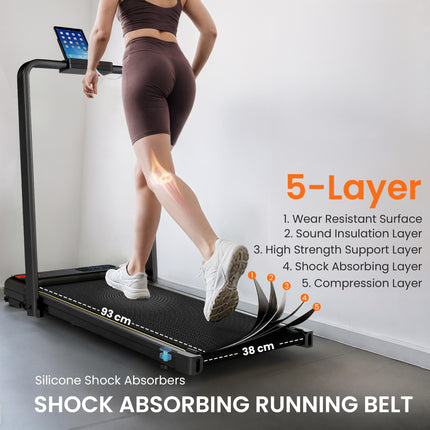 Folding Walking Treadmill, Under Desk Walking Pad with Incline, Black