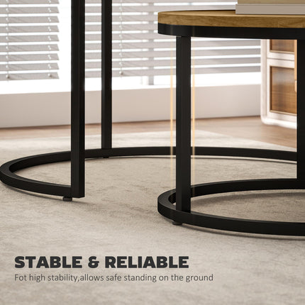 Set of Two Wood-Effect Stacking Tables - Brown