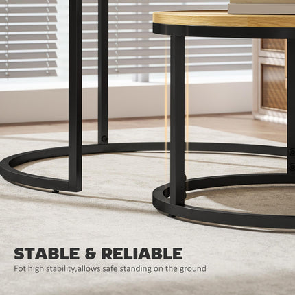 Set of Two Wood-Effect Stacking Tables - Natural