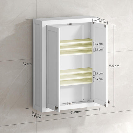 Bathroom Wall Cabinet with Adjustable Shelves - White