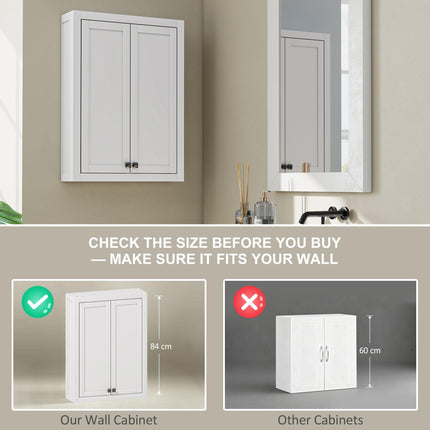 Bathroom Wall Cabinet with Adjustable Shelves - White