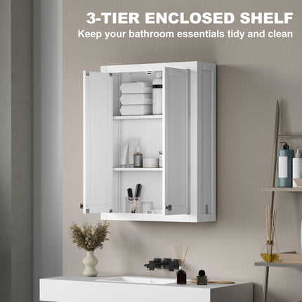 Bathroom Wall Cabinet with Adjustable Shelves - White