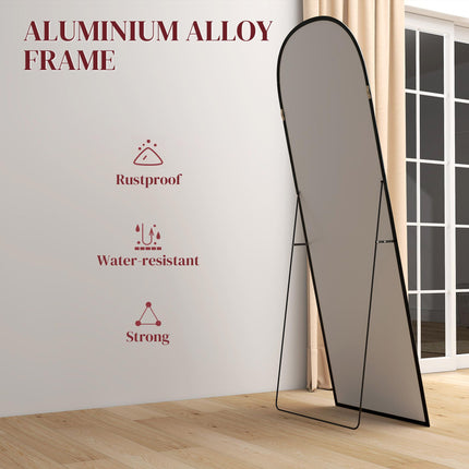 165cm Aluminium Frame Standing Mirror - Black