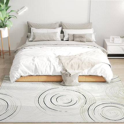 Modern Area Rug, Swirl Pattern Machine Washable Rug, Allergy-Friendly Floor Carp