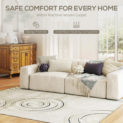 Modern Area Rug, Swirl Pattern Machine Washable Rug, Allergy-Friendly Floor Carp