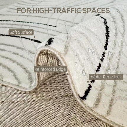 Modern Area Rug, Swirl Pattern Machine Washable Rug, Allergy-Friendly Floor Carp