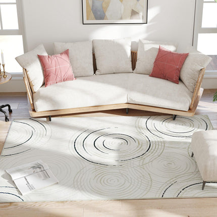 Modern Area Rug, Swirl Pattern Machine Washable Rug, Allergy-Friendly Floor Carp